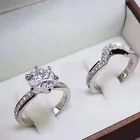 Модное женское кольцо с круглым кристаллом Стразы 2 шт.компл. простое женское кольцо для свадьбы обручальное ювелирное изделие
