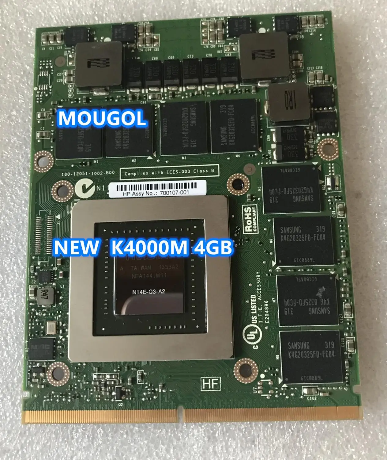 

NEW K4000M K4000 Video Graphic Card N14E-Q3-A2 5DGTT For Laptop DELL M6600 M6700 M6800 HP 8760W 8770W 8740W Display card