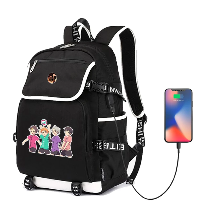 

Unisex Laptop Backpack Middle School Bag Cartoon Haikyuu Hip Hop Outdoor Sport Backpack for Teens Women Men's Daypack