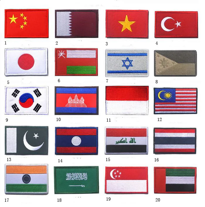 Нашивка для одежды с вышивкой флаги Таиланда и Азии Япония Филиппины Лаос Корея