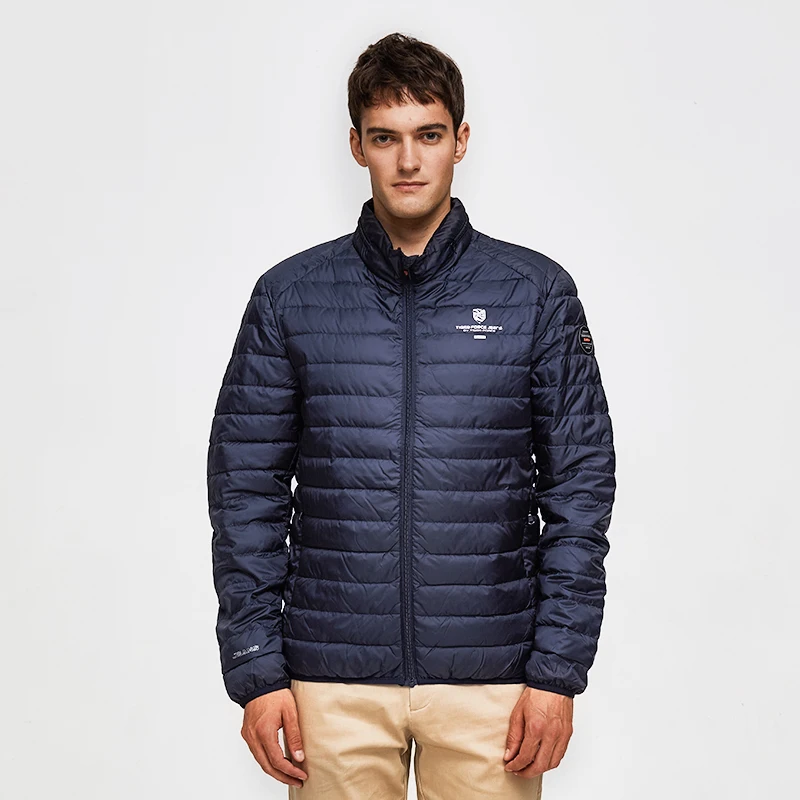 Navy Blue 2 TIGER FORCE Мужские Куртки Модные Стеганая Куртка Био-Пух Хлопковая Куртка Весна Лёгкая Куртка Потайной Капюшон Верхняя Одежда - Цвет: Navy Blue 2