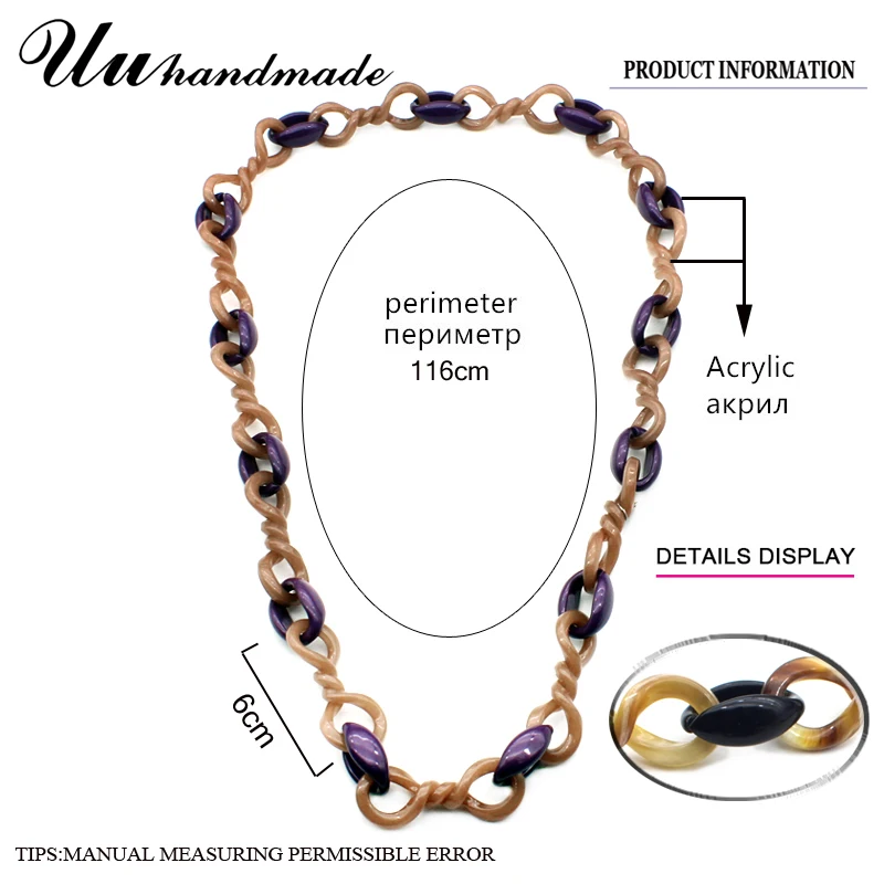 

Necklaces & Pendants Jewelry Necklace Hot Sale Real Trendy Women Colar 2018 Fashion Long Acrylic 8 Twisted Chain Female Collier