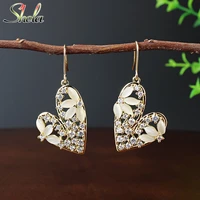 big heart earrings for women girl zircon opal stone japan korean fashion jewelry pendant dangle wholesale high quality