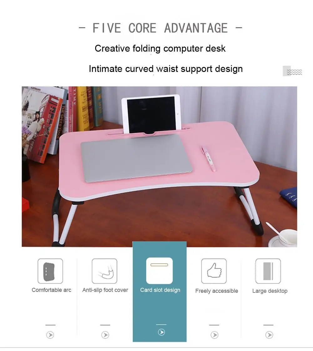 

Breakfast Serving Bed Trays Adjustable Foldable with Flip Top and Legs Computer Desk Stand Folding Laptop Table Notebook Desk