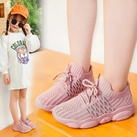wedges sneakers knit shoes children lace up outside casual sneakers baby pink white black tennis