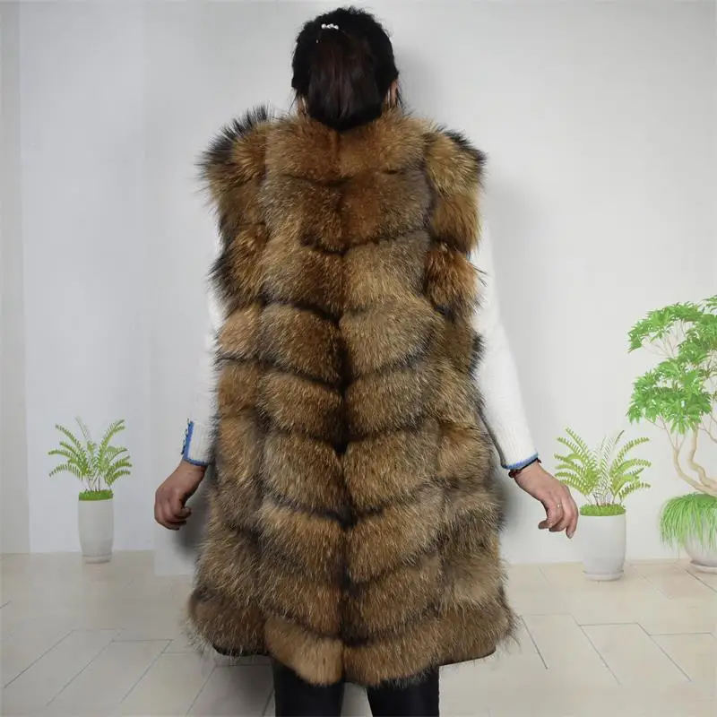 Women's Real Fur Coat Winter Genuine Women Short Section Warm Thick Raccoon Coat Fur Coat Natural Fur 90CM