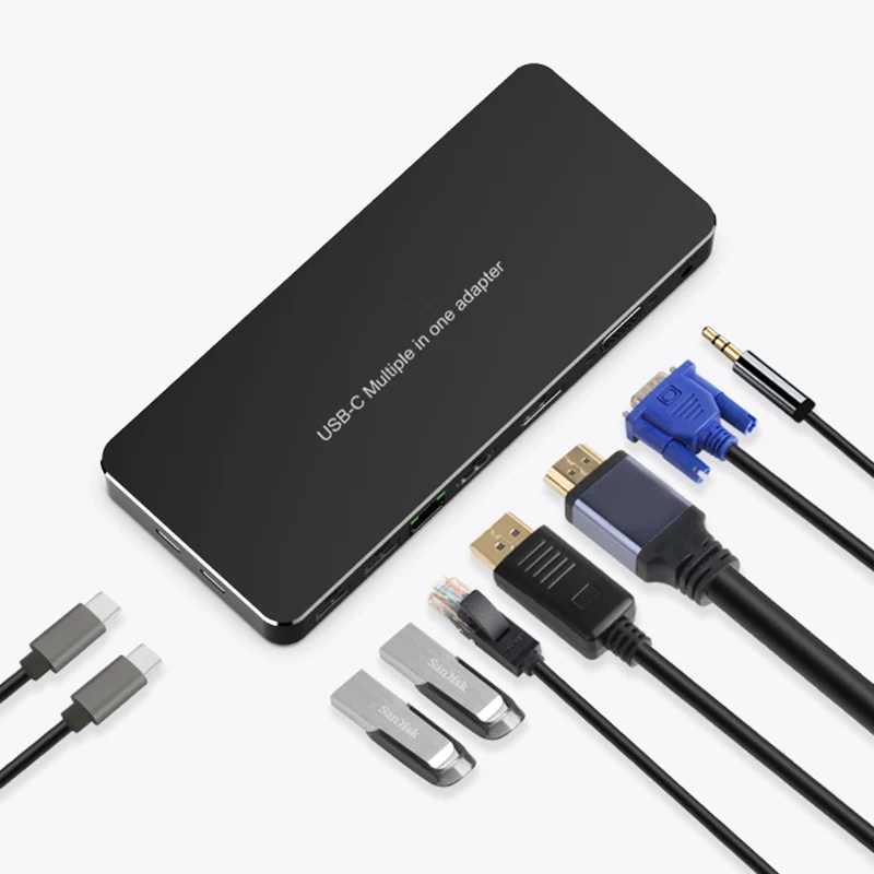 9 в 1 usb хаб 1000M Gigabit Ethernet VGA USB 3 0 PD зарядки 5 мм аудио удлинитель док станция для