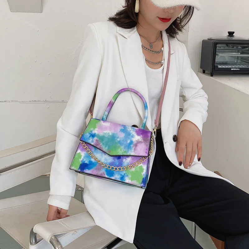 

Gradient Color Bag Casual Texture Small Square Bag PU Leather Women's Handbag Crocodile Pattern Chain Shoulder Messenger Bag