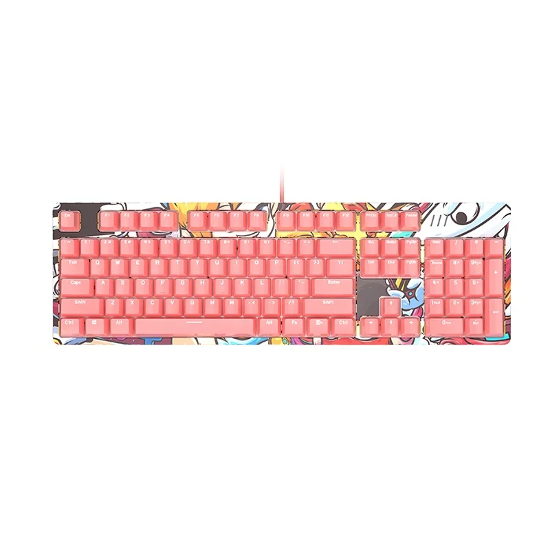 

PBT эргономичная игровая механическая клавиатура красный черный коричневый зеленый переключатель с граффити DIY Съемный чехол для ПК ноутбук...