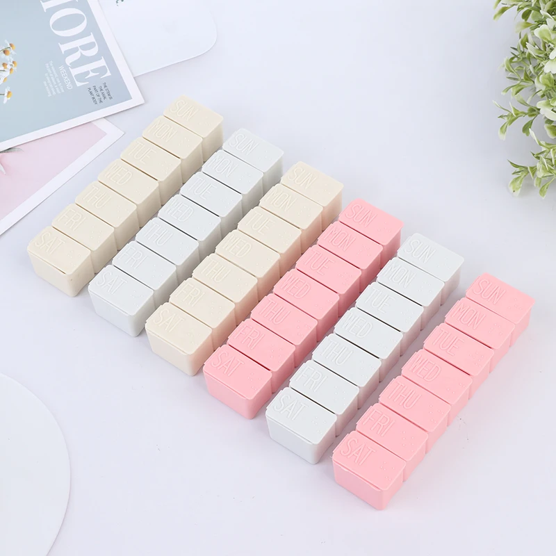 

2Pcs Travel Pill Box Holder Weekly Medicine Storage Organizer Container Drug Tablet Dispenser Independent Lattice Pill Case