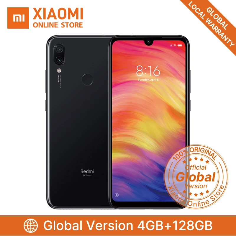 Мобильный телефон Xiaomi Redmi Note 7 4 Гб 128 ГБ Восьмиядерный процессор Snapdragon 660 4000 мАч 6 3