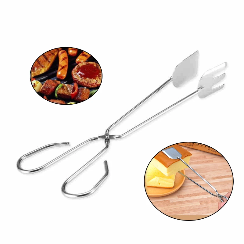 

1 PC Stainless Steel Grilling Tong Salad Cake Dessert Serving Food Barbecue Cooking Clips BBQ Accessories 26 X 8.2 CM BBQ Tool