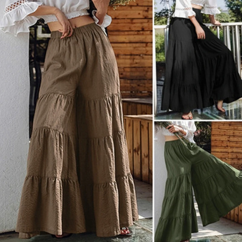 

Брюки Lugentolo женские с широкими штанинами, модные эластичные свободные однотонные штаны со средней талией, на осень