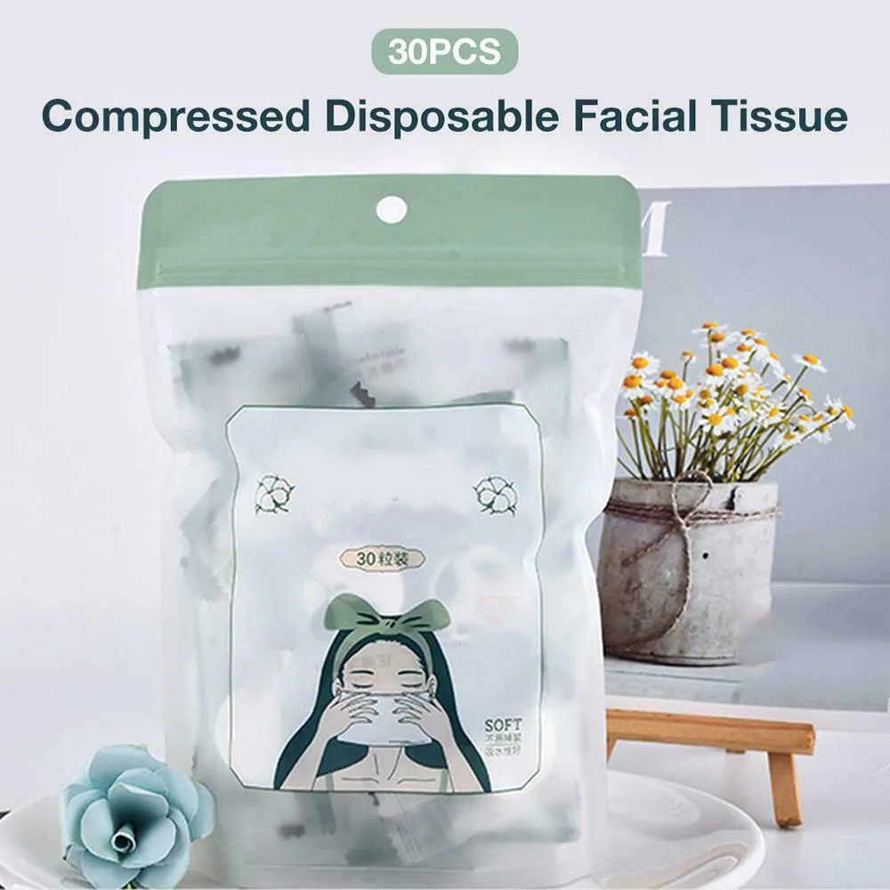 

30pcs Disposable Compressed Face Tissue Travel Cotton Cleansing Cleaning Towel Face Care Wipe Accessories