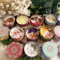 1pc scented candles with flowers tin can fragrance handmade scented candle natural soy wax home decoration