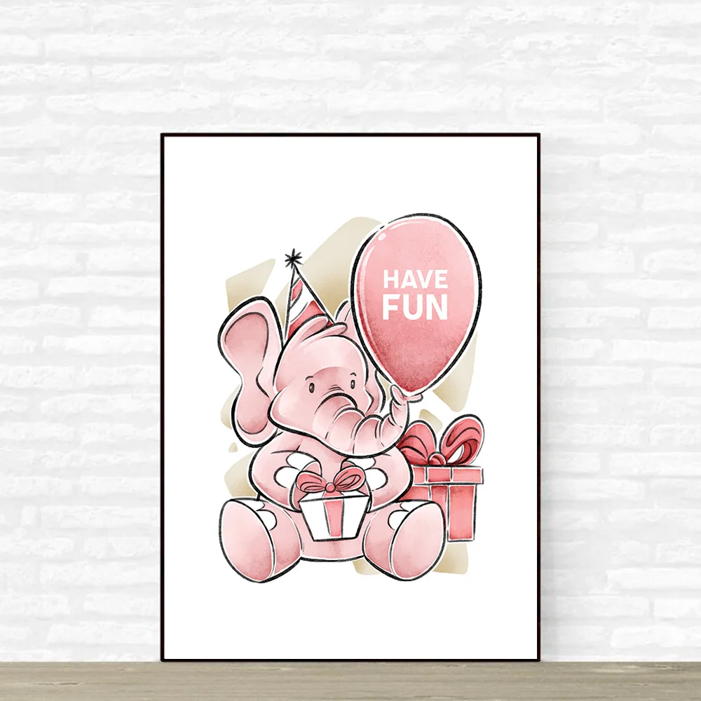 Розовые животные еж слон мечта большая стена искусство холст картины