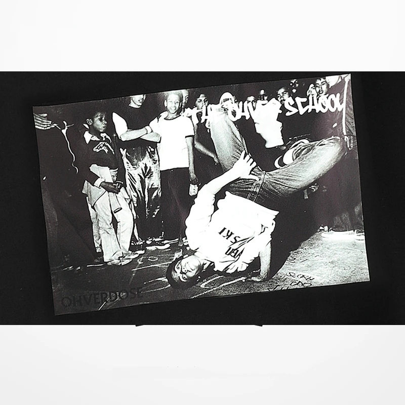 Зимние футболки в стиле хип хоп свободная Черная Мужская толстовка флисовая