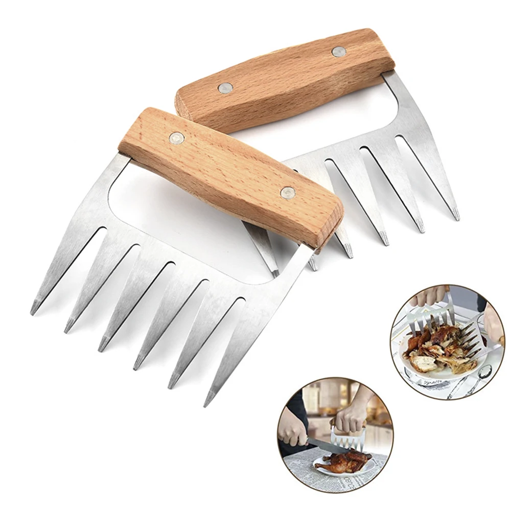 

Meat Claw Divider Stainless Steel Meat Fork Bear Claw Pulled Pork Chicken Separator Shredder BBQ Grill Tool Kitchen Gadget