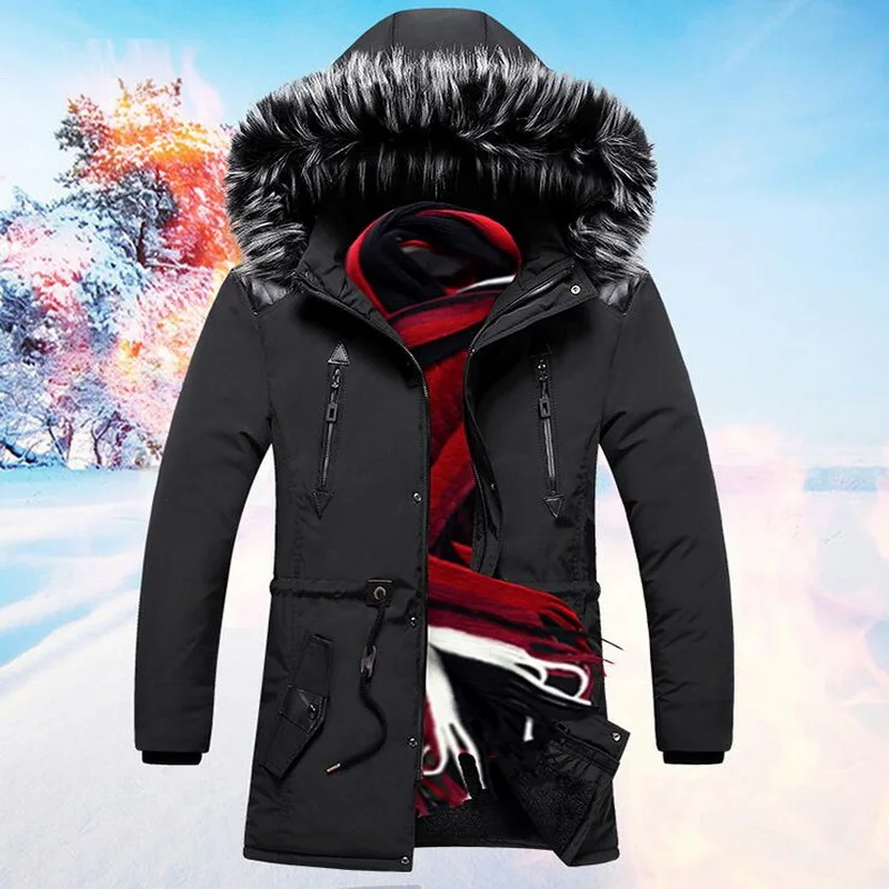 Men Winter Warm Coat Thicken Warm Men Parkas Hooded Fleece Man's Jackets Outwear Cotton Coat Parka Jaqueta Masculina