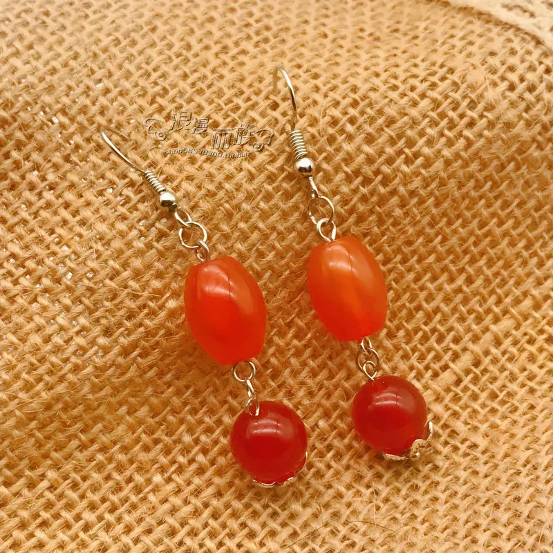 Стильные серьги из натурального агата модные Универсальные простые