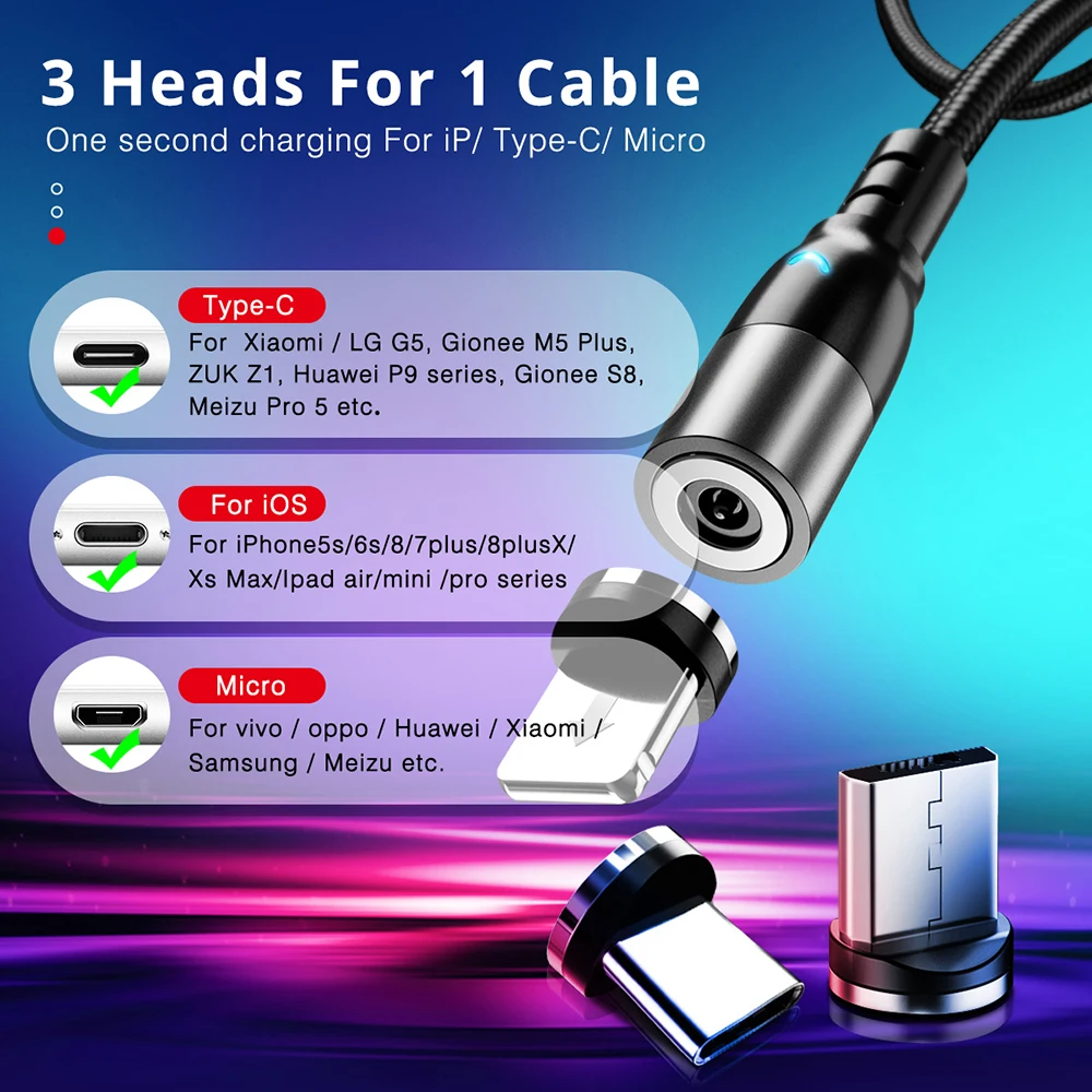 

Micro USB Magnetic Cable USB Type c Cable 2.4A Fast Charging Wire For iphone Samsung Huawei Xiaomi Android USB C Charger Cord 2m