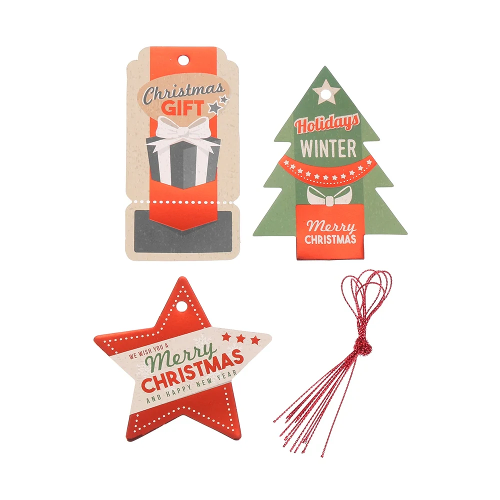 12 шт Красочные золотые фольги бумажные бирки Мульти Стиль Рождество серии
