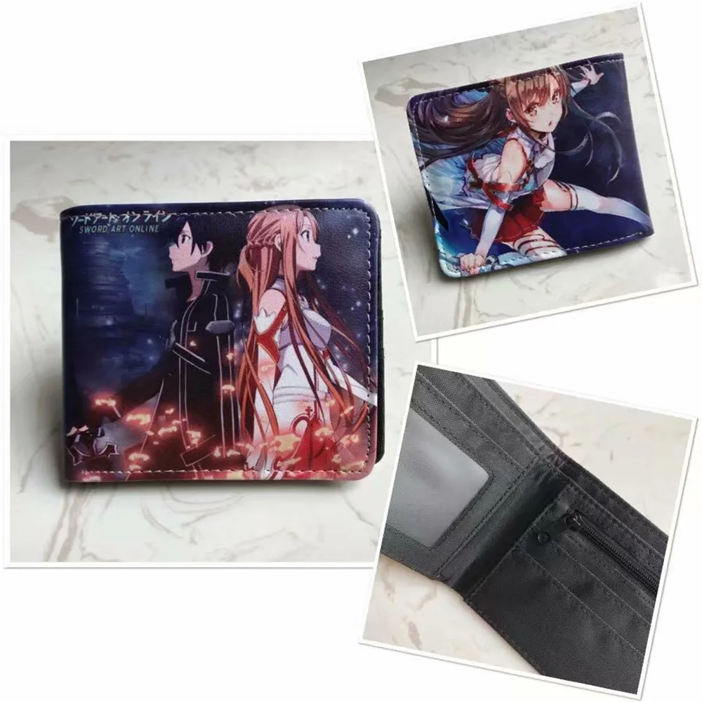 

Anime Sword Art Online Wallets Men pu leather wallet Credit Card Holder Pocket Women Coin Purse Gift