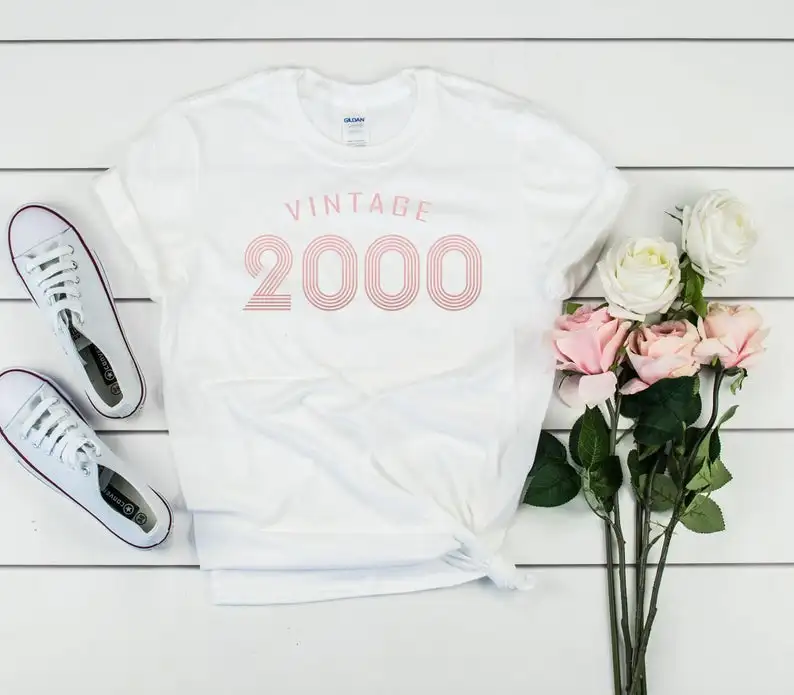 

Rose Gold - 21st birthday 2000 Vintage t-shirt, gift for her and him, 21st party shirt ,millennium born | UNISEX SHIRT Acrylic