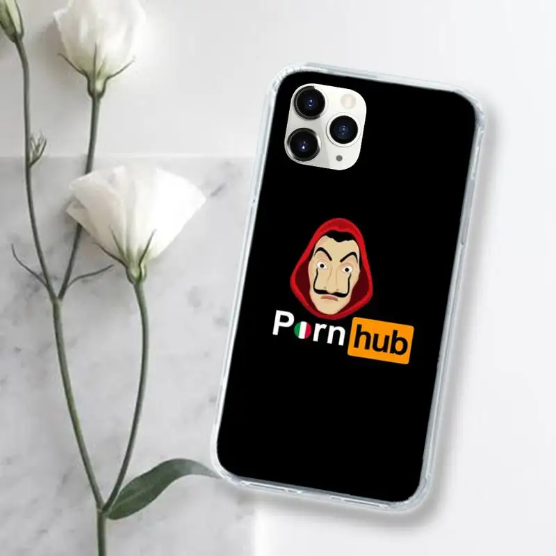 

Paper house Pornhub Tumblr Phone Case Transparent for iPhone 11 12 mini pro XS MAX 8 7 6 6S Plus X 5S SE 2020 XR