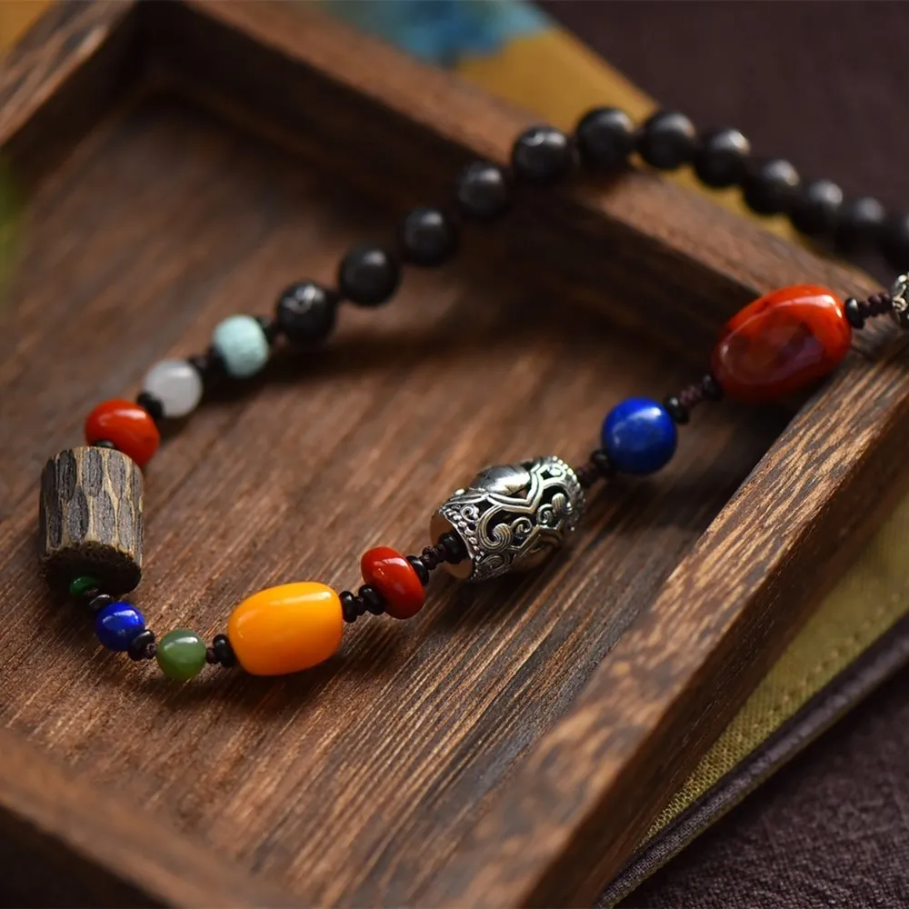 ?? ナチュラル小葉紫檀銀シルク瑞雲希望的観測ビーズサイズ約8ミリメートル天然ターコイズビーズ