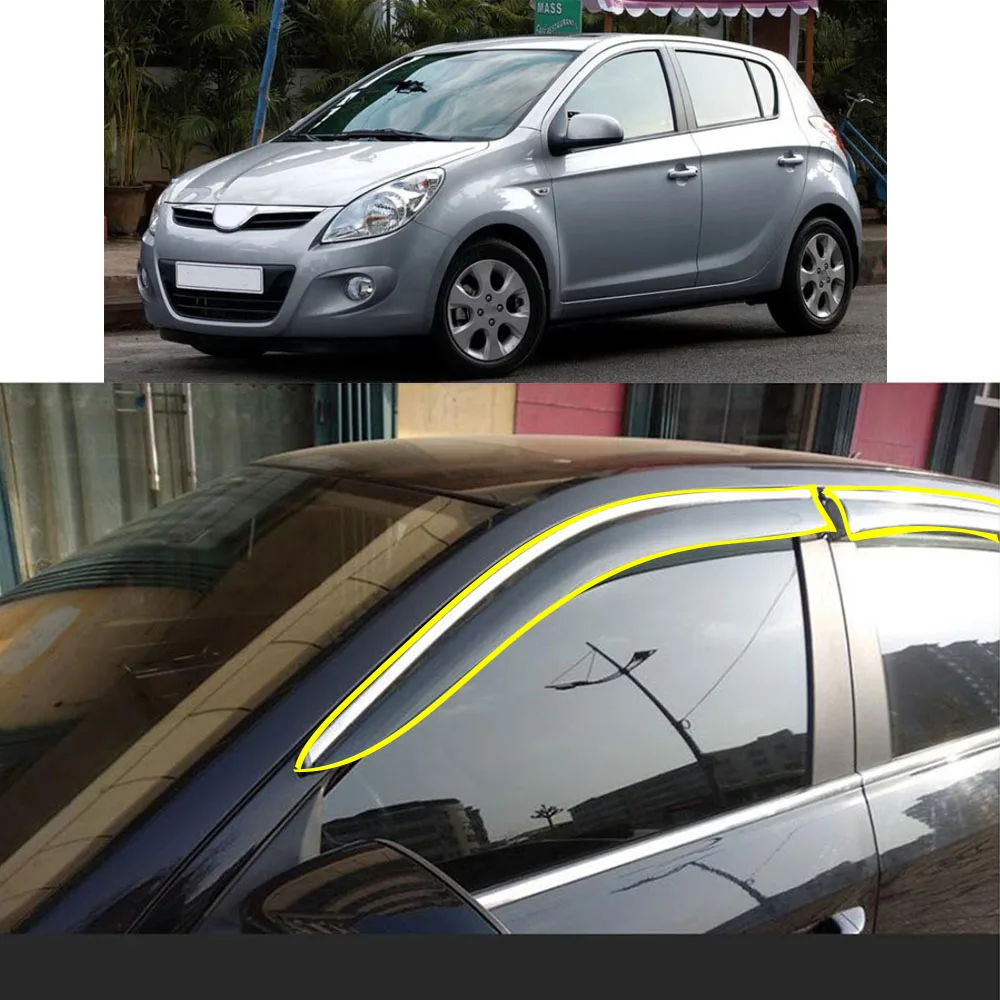 

Car Sticker Plastic Window Glass Wind Visor Rain/Sun Guard Vent Parts For HYUNDAI I20 Hb 2008 2009 2010 2011 2012 2013 2014