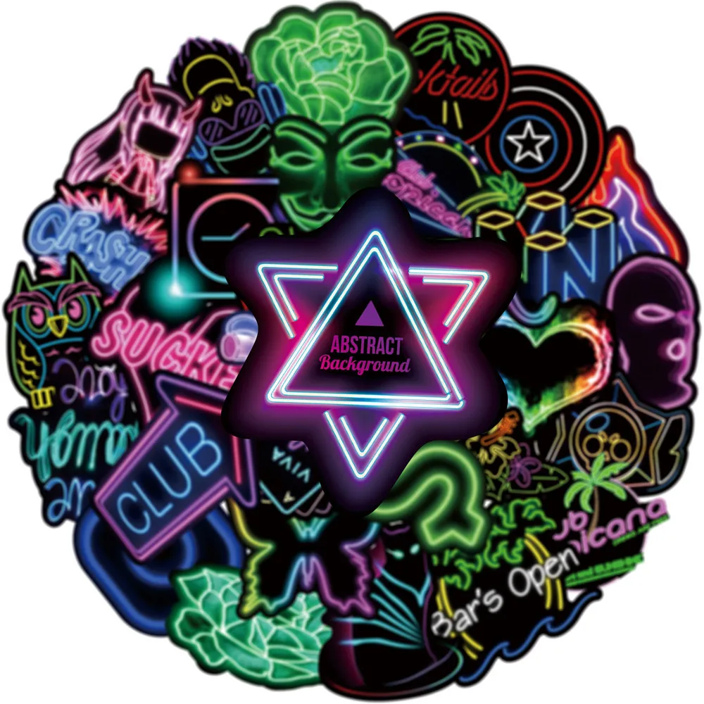 50100pcs neon light sticker gifts toy for children anime animal cute decals stickers to laptop phone office guitar fridge car free global shipping
