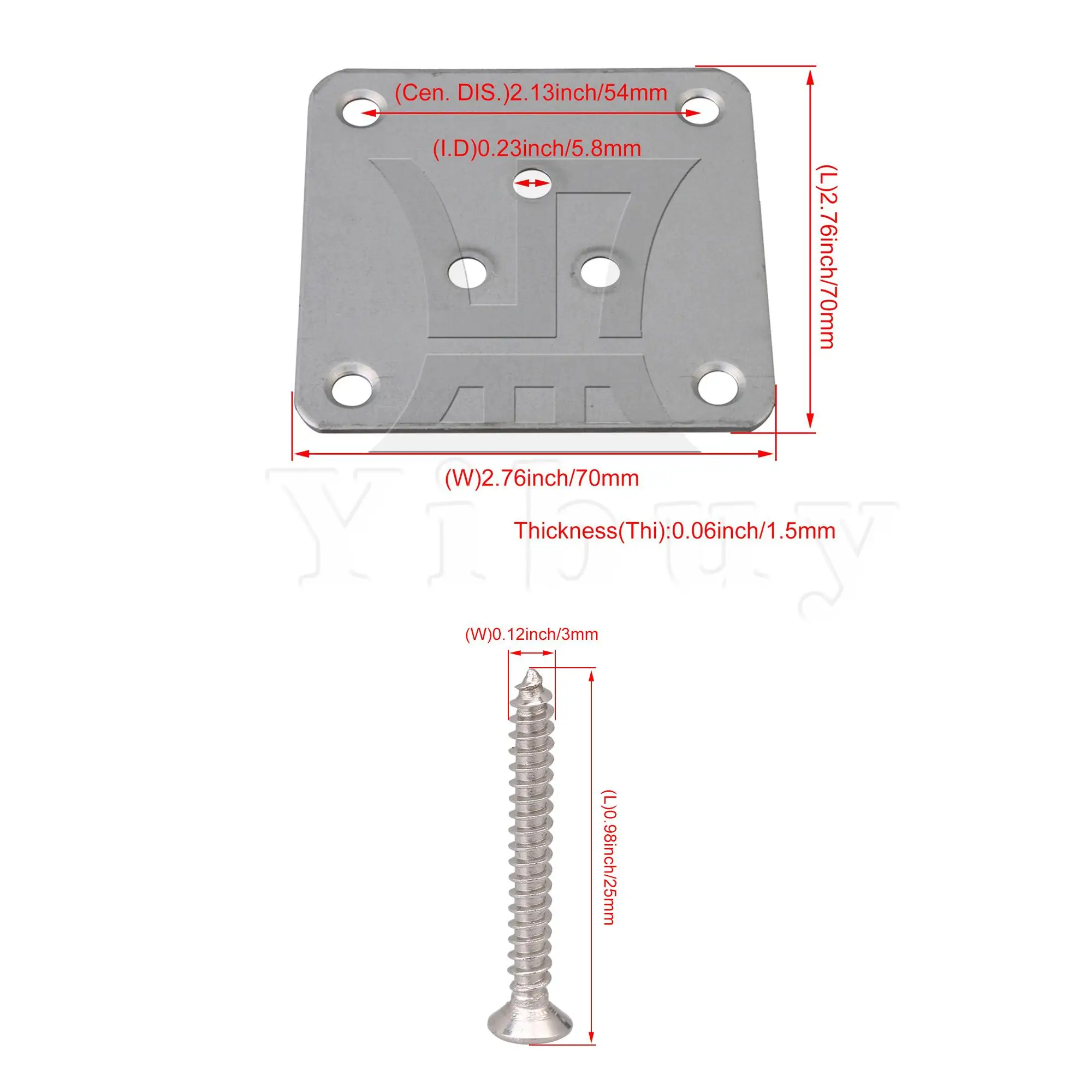 

4 Pieces Wood Furniture Stand Leg Square Plate with 28Pcs M3x25mm Screws