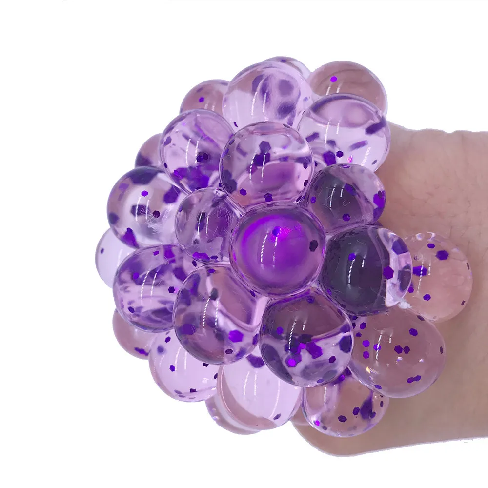 

Colourful Mesh Ball Stress Glowing Squeeze Grape Toy Anxiety Relief Stress Ball Baby Kids Children Educational Toys For 8-10
