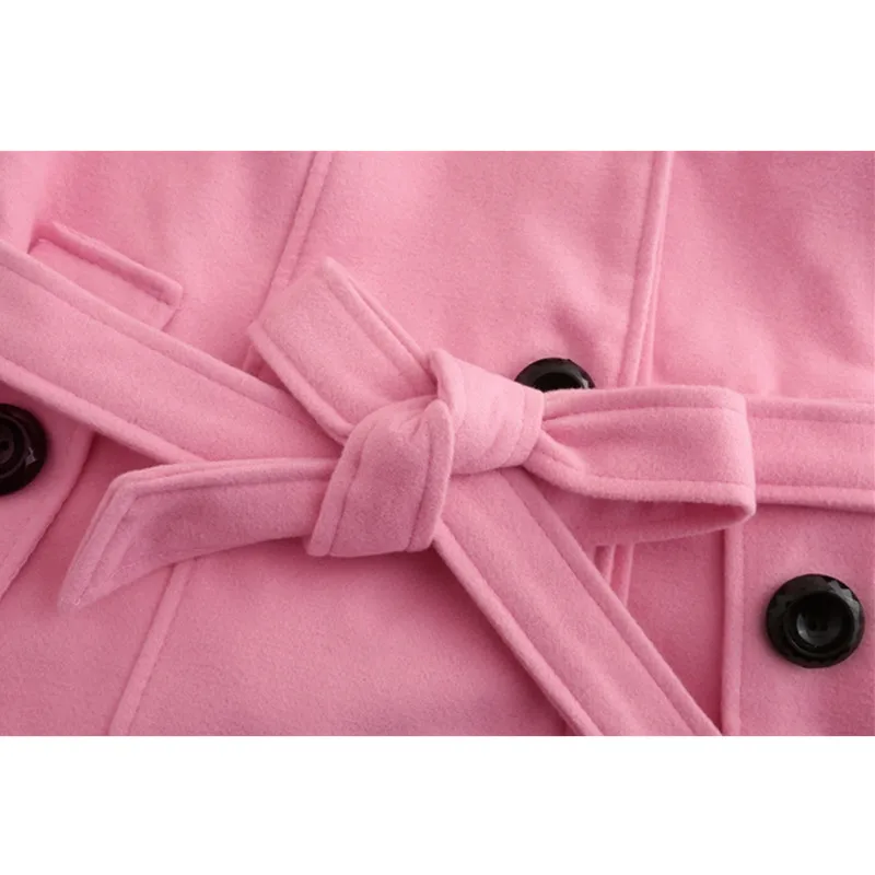 Элегантное женское зимнее шерстяное пальто с меховым воротником осенне-зимнее