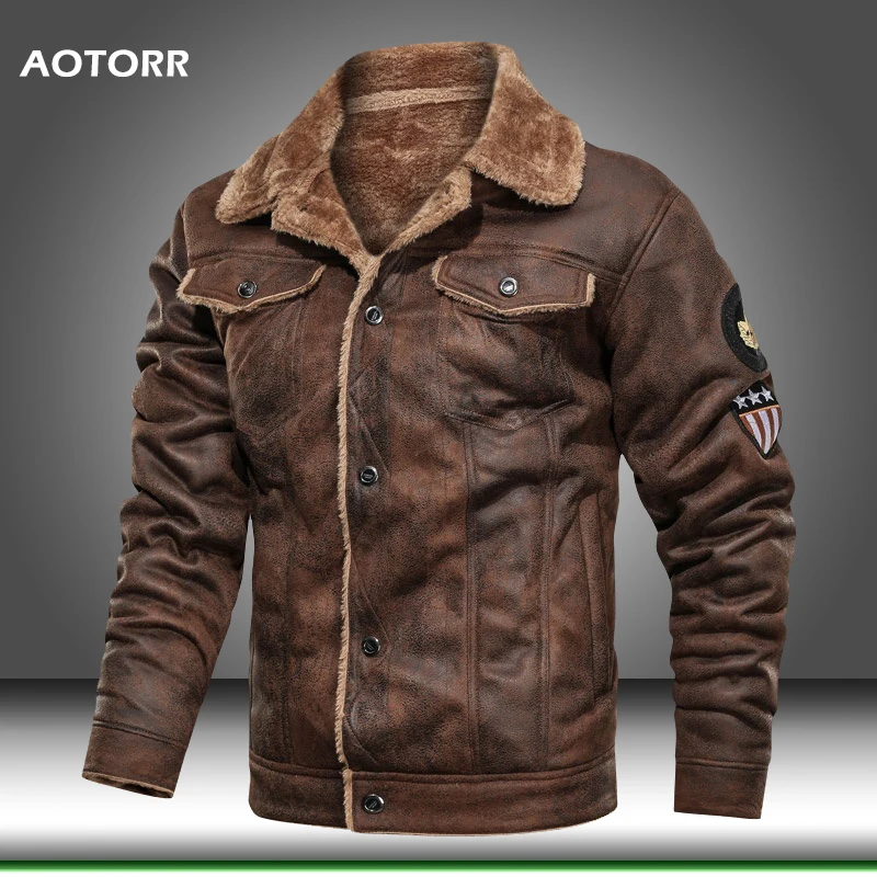 Зимняя мужская куртка-бомбер толстая флисовая повседневная куртка с меховым