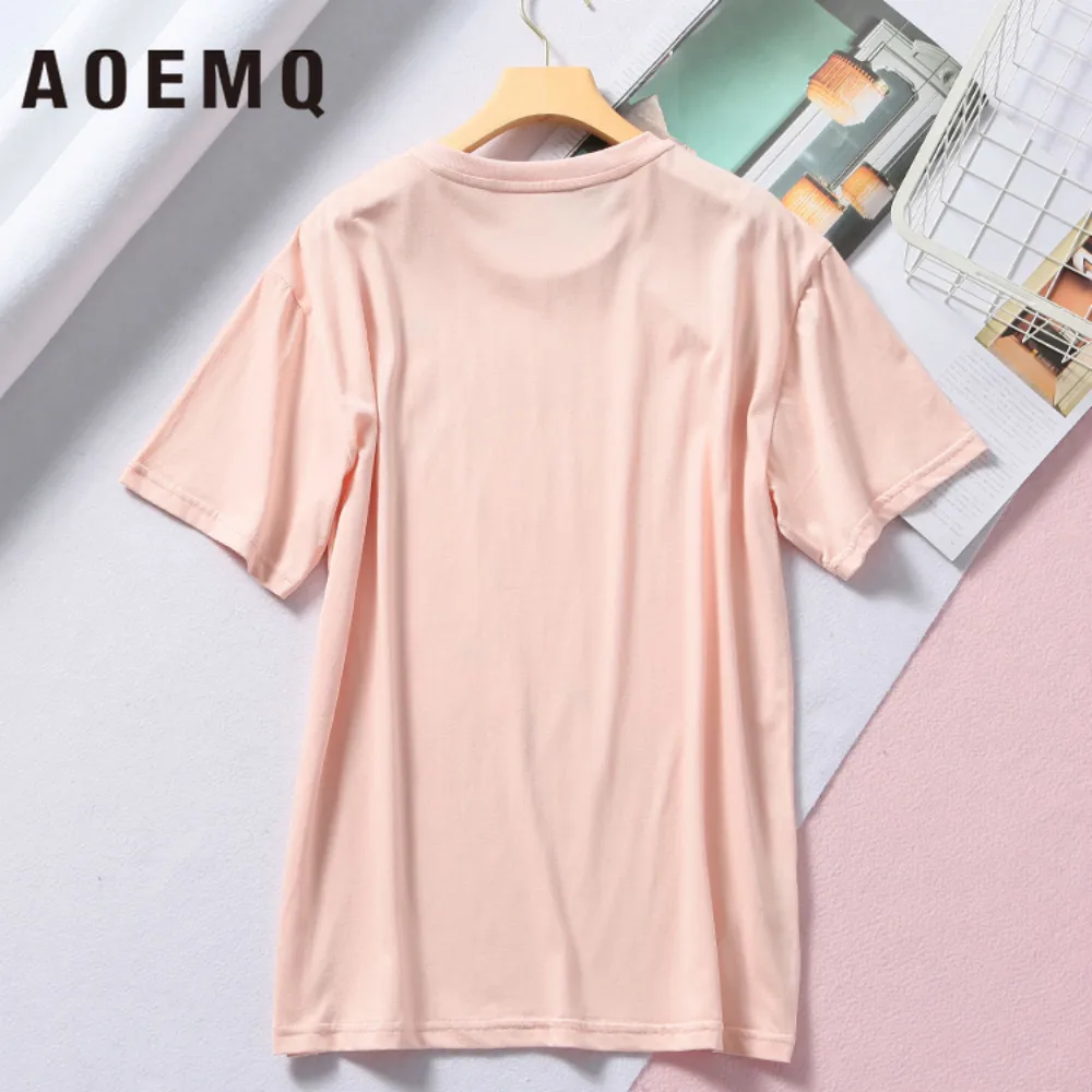 AOEMQ 5 Colors T-shirts Cartoon Animal Mouse Pattern Casual Breathable Cotton Sweat Women Summer Clothing | Женская одежда