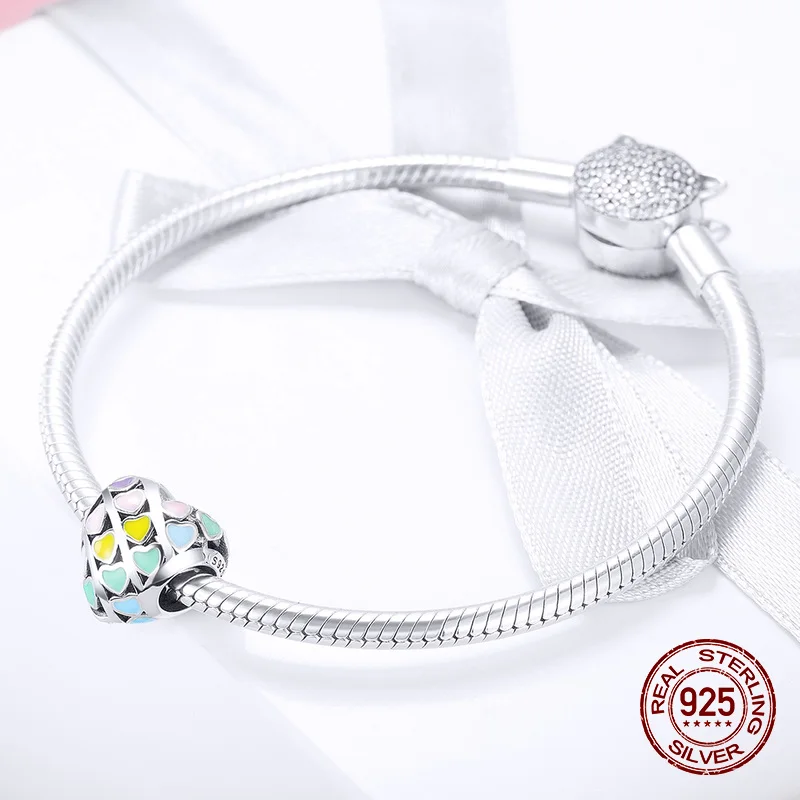 Эмалированные радужные простые бусины в форме сердца украшение очаровательный