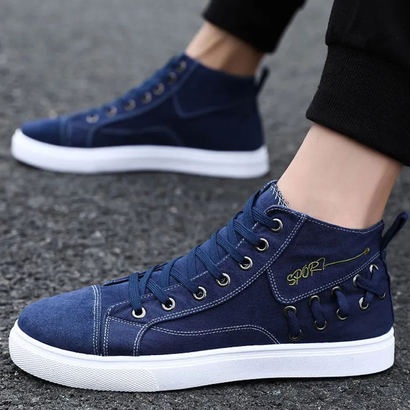 Designer Cross Tied Casual Canvas Shoes Men High Top Sneakers College Students Boys Tenis Sport Male Rubber |