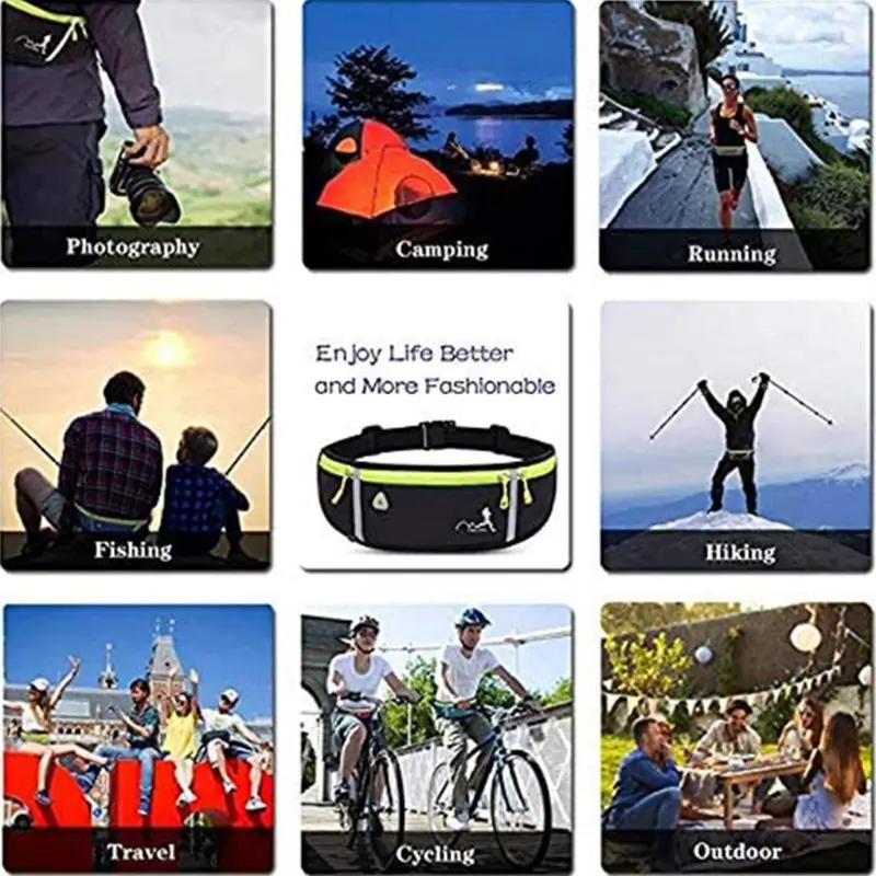 

Sport Belt Waist Pack Pouch Water Bottle Holder Bag Reflective Cycling Hiking Outdoor