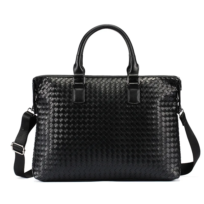 HandBag Men's Leather Luxury Brand Business Briefcase Leather Woven Bag Fashion Shoulder Bag Computer Bag Large Capacity 2021