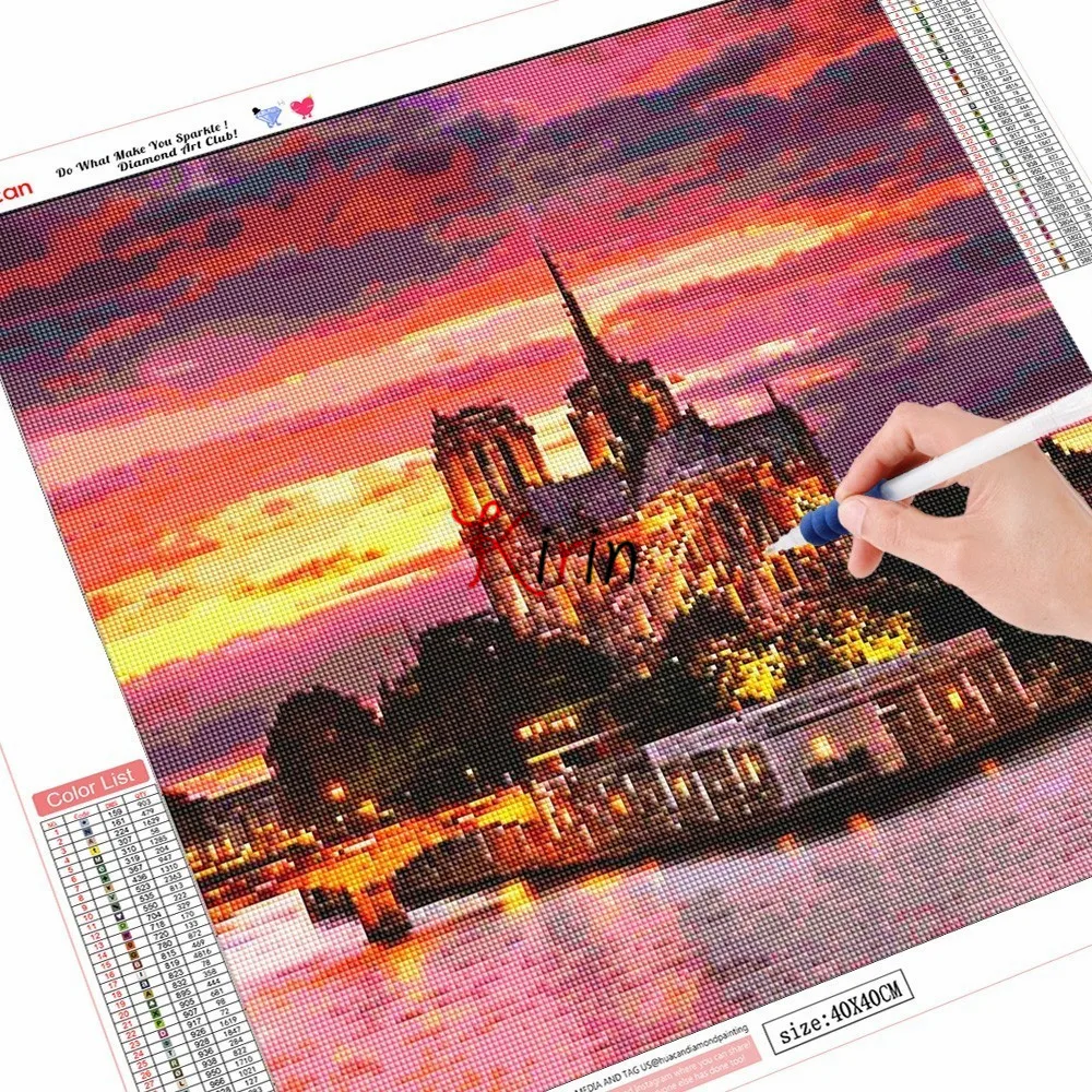 Алмазная живопись Kirin show5D живописная картина Нотр-дама Парижа полноразмерная