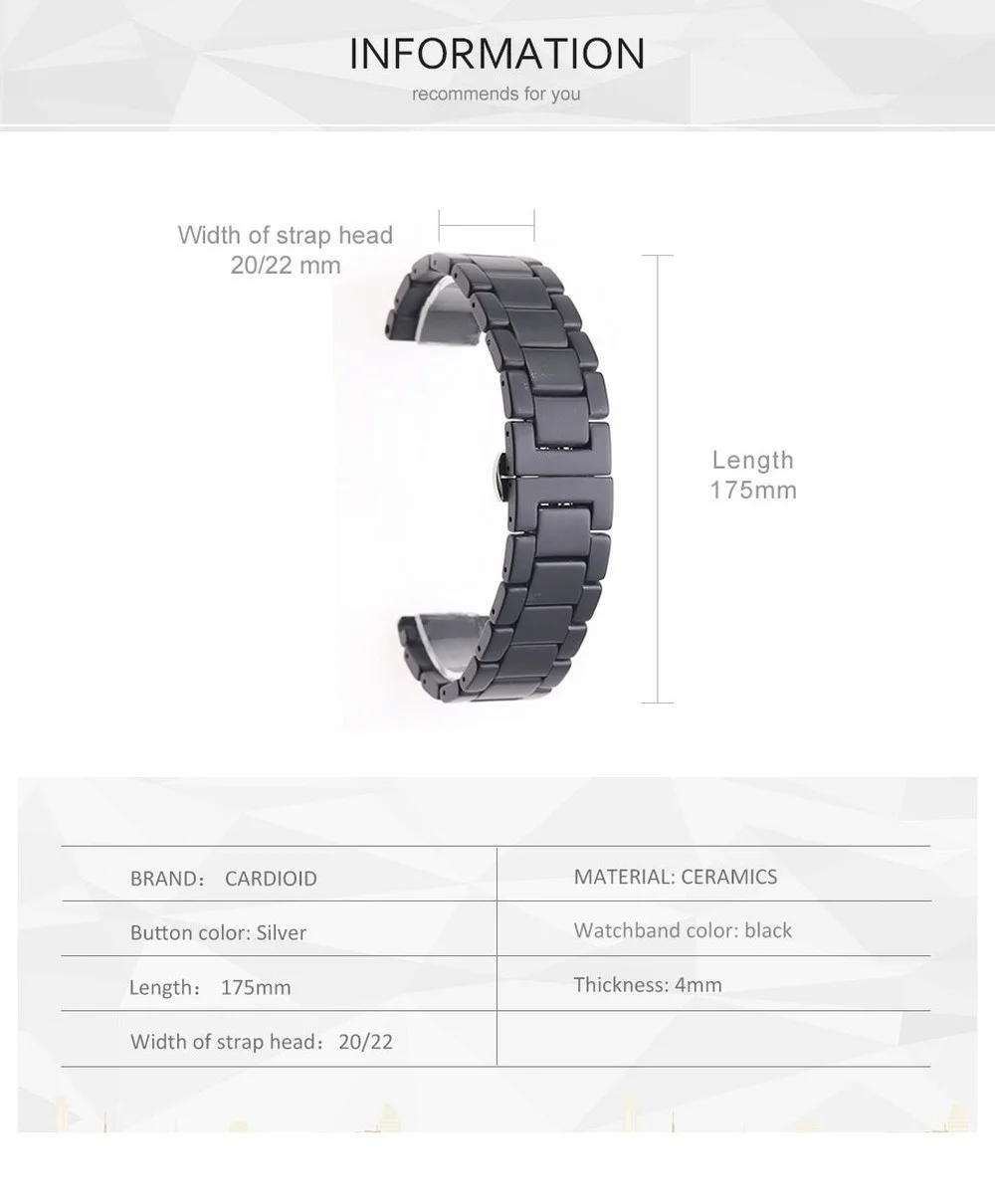 Ремешок керамический для apple watch band 38 мм 40 42 44 черный браслет-петля iWatch series 6 se 4 5 2 1 3