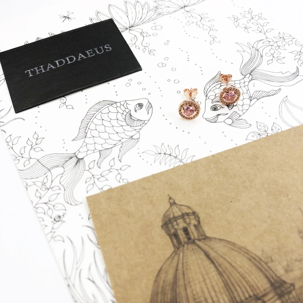 Серьги-гвоздики "Свет Луны" круглые розовые в стиле Европы, модные украшения для женщин в подарочной упаковке из серебра 925.