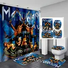 Водонепроницаемая занавеска для душа Manowar Band с 3D принтом, Противоскользящий коврик для ванной комнаты, коврик для туалета, домашний декор C01