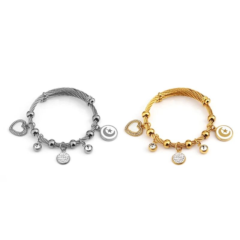 

Витой кабель браслет Золотая Серебряная пластина регулируемые ювелирные изделия Луна Шарм