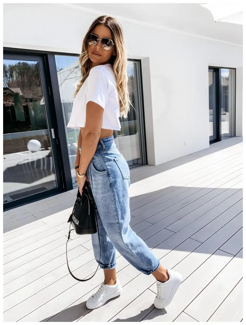 

Harem Denim Pants Women High Waist Washed Jeans Autumn Winter Bleached Casual Sexy Trousers 2020 Baggy Work Jean Women Vintage