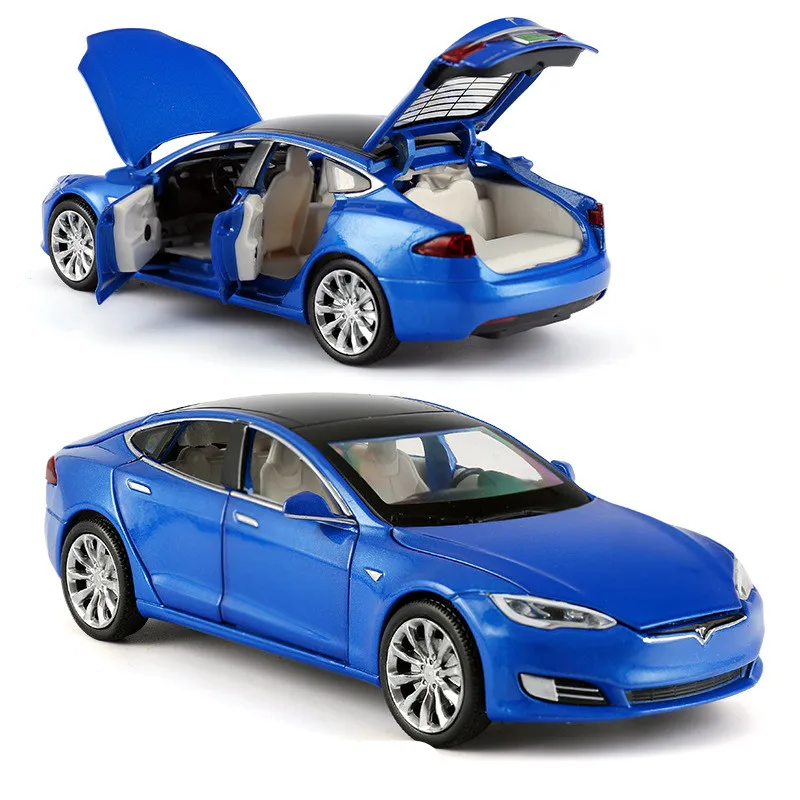 Модель автомобиля Tesla модель S из сплава 6 дверей имитация звука светильник света