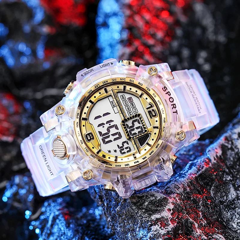 

New Transparent Digital Watch Women Sports Watches Square Electronic Wrist Watch Reloj Mujer Clock Lover's Gift Dropshipping