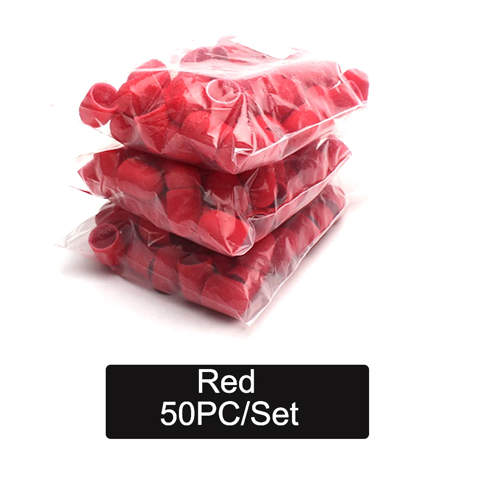 50 шт. красные 10*15 мм Шлифовальные колпачки для ногтей сверло Полировка Ногтей